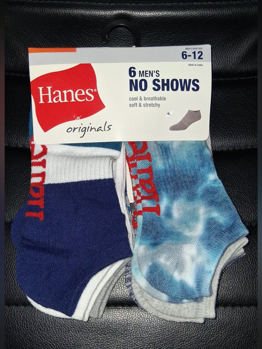 Hanes Originals Men's Moisture Wicking No Show Socks, 6-Pack